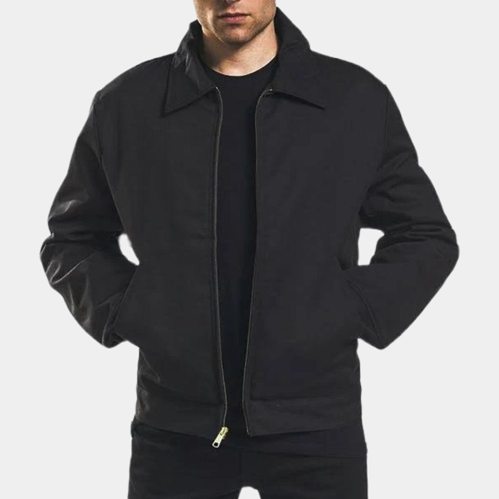 Jack Reacher Black Cotton Jacket - Front View