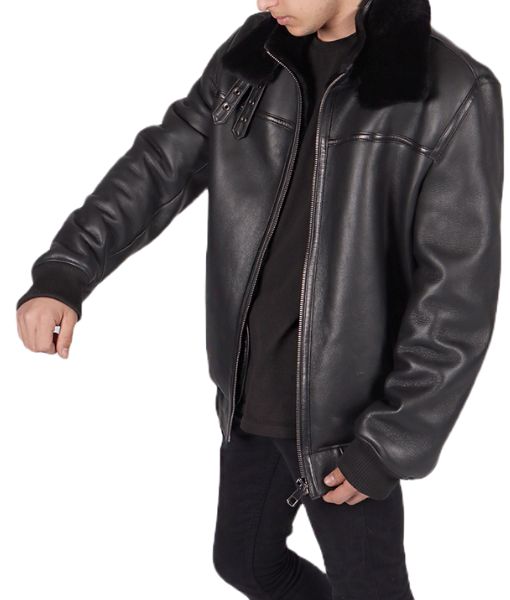 Men's Jerry G-1 Black Aviator Leather Jacket