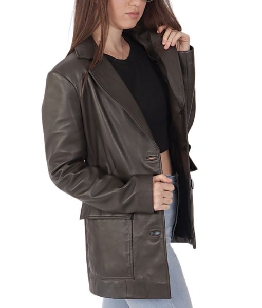 Women's Jenni Brown Leather Blazer