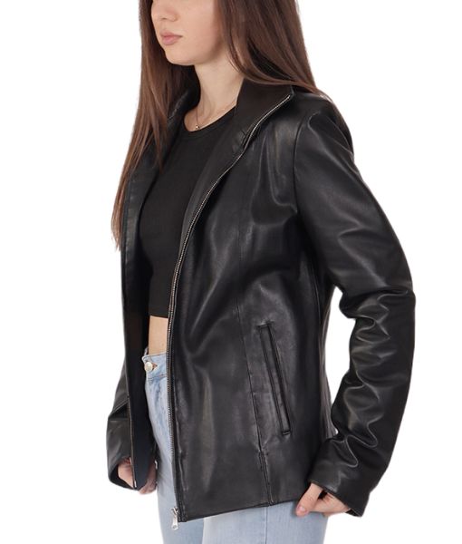 Women's Damascus Black Leather Jacket