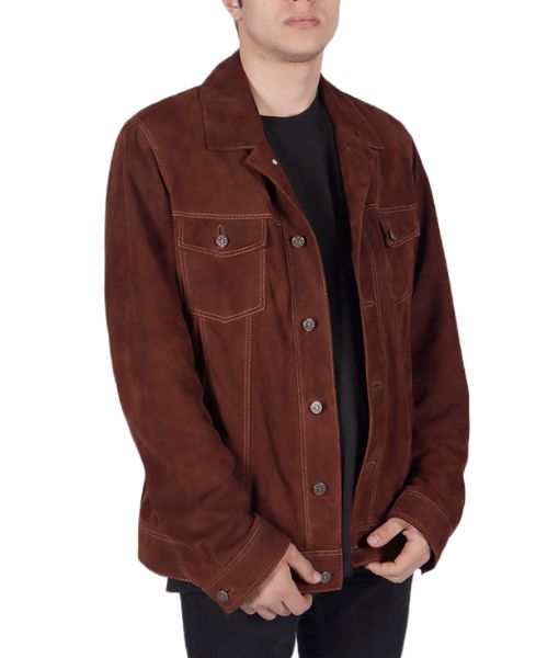 Men's Edwardo Brown Leather Suede Jacket