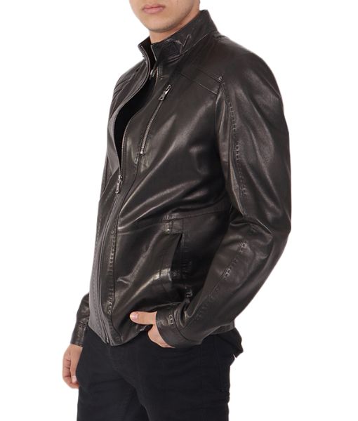 Men's Bazzaro Black Leather Biker Jacket