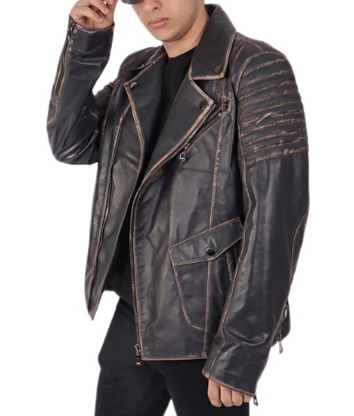 Men's Enzo Black Leather Biker Jacket