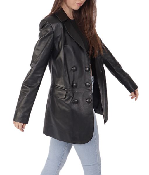 Women's Daisy Black Leather Blazer