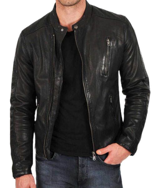 Men's Mobil Leather Cafe Racer Jacket