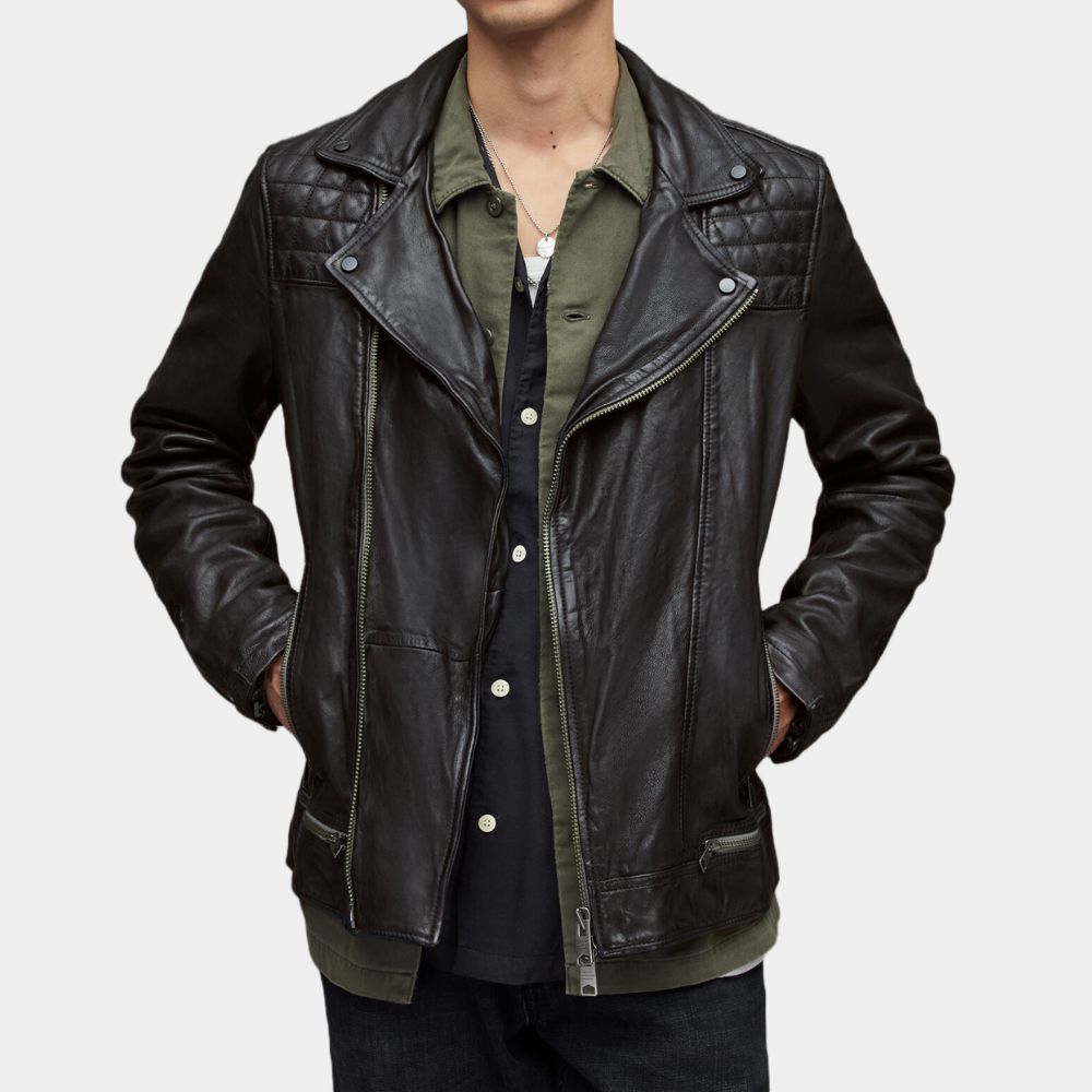 13 Reasons Why Tony Padilla Black Leather Biker Jacket with Diamond Padded Shoulders