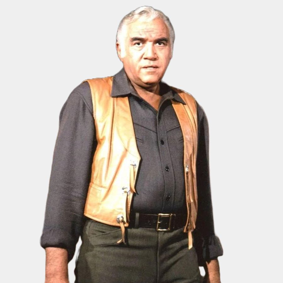 Bonanza Superstar Lorne Grene Tan Brown Leather Vest - protagonist Ben Cartwright Vintage Vest