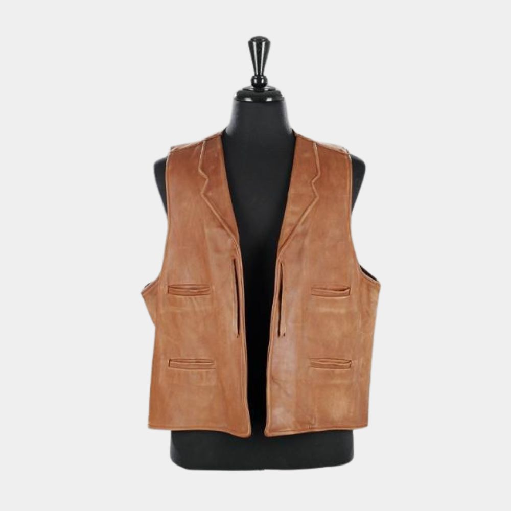 The Cowboys John Wayne Leather Vest - Front View