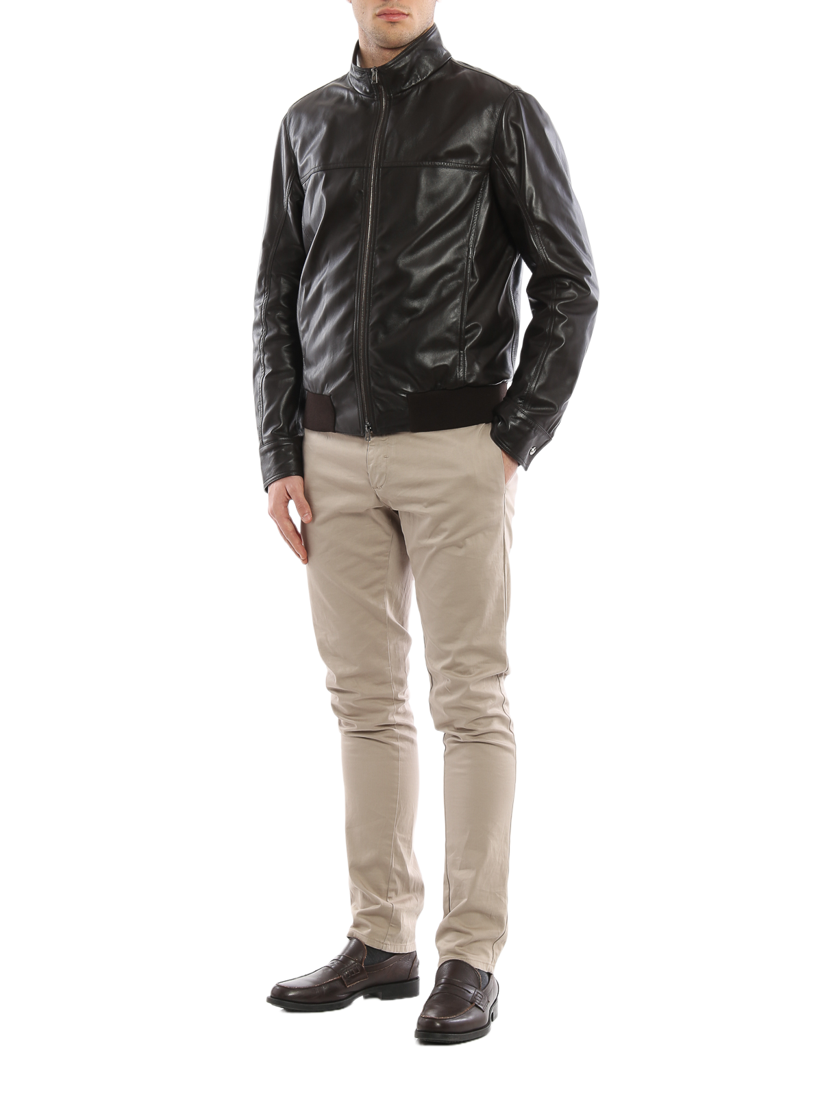 Men's Charlie Black Leather Bomber Jacket