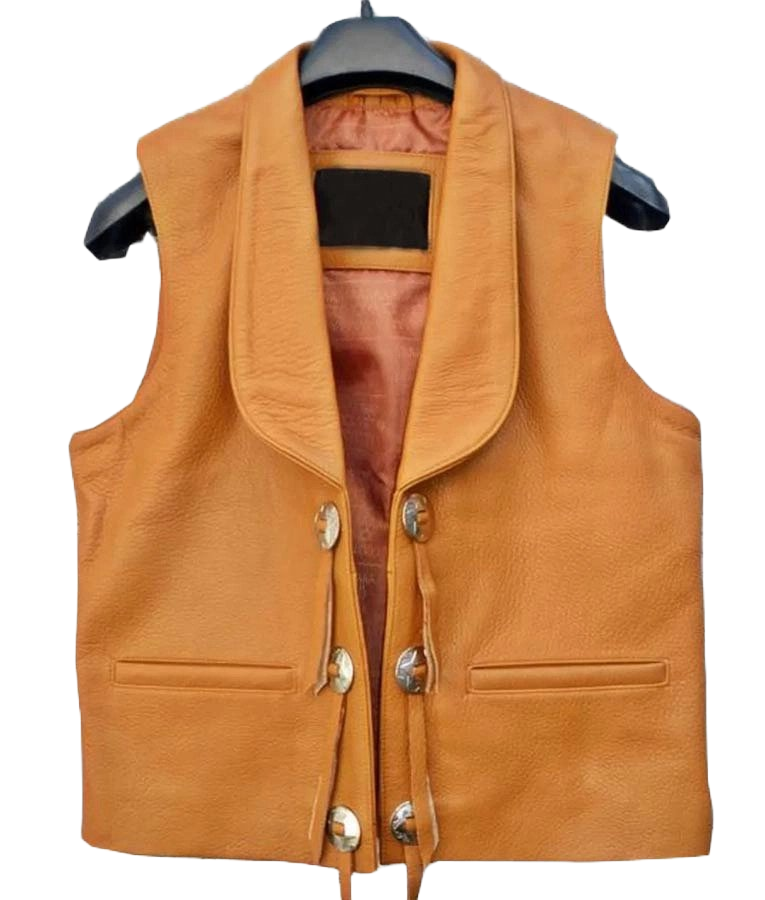 Bonanza Superstar Lorne Grene Tan Brown Leather Vest