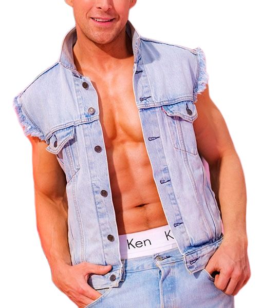 Men's Ryan Gosling Barbie ken Blue denim Vest