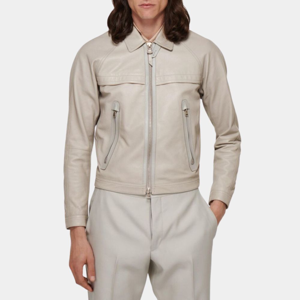 Fast 10 Deckard Shaw Leather Biker Jacket - Front View