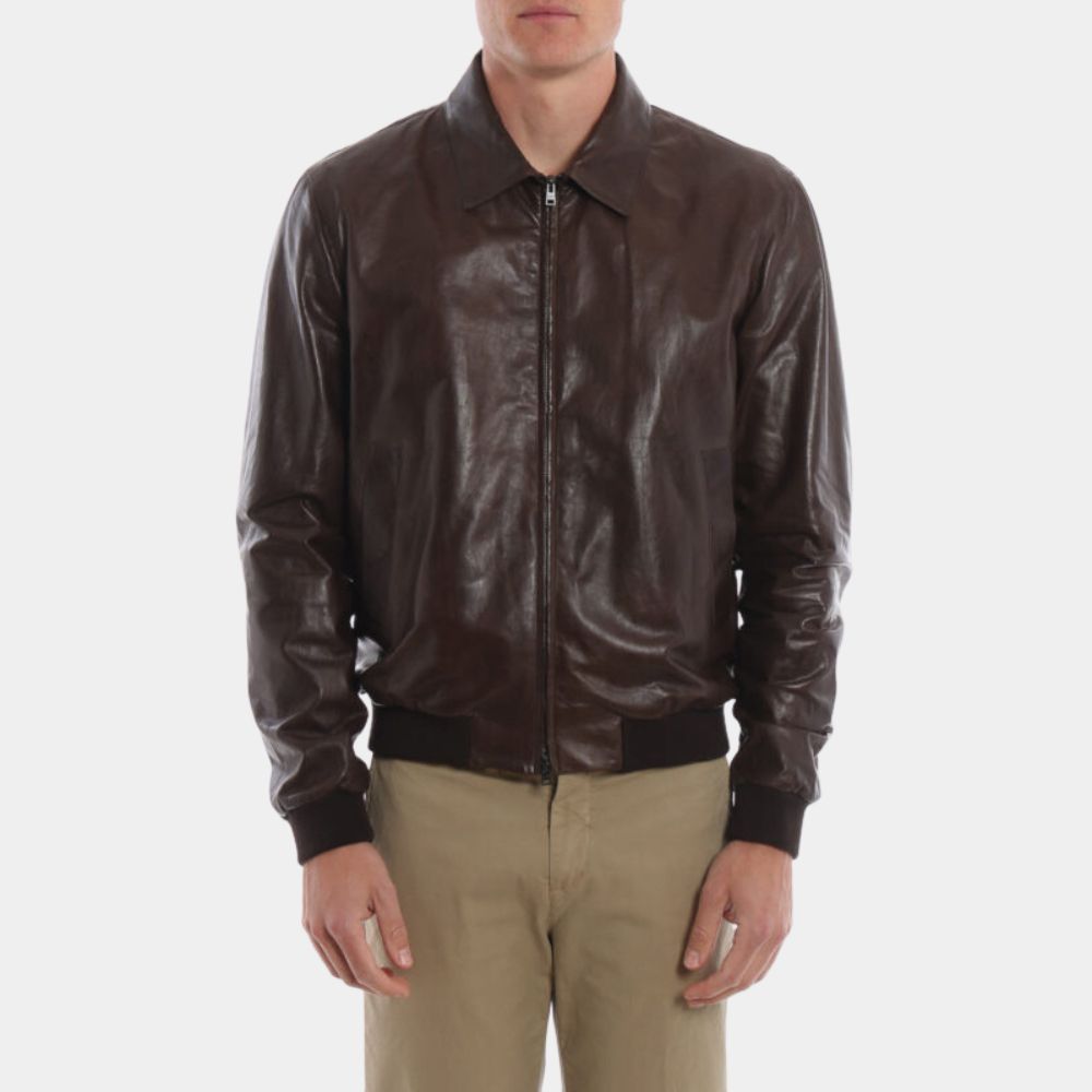Happy Days The Fonz aka Fonzie Brown Leather Jacket - Front View