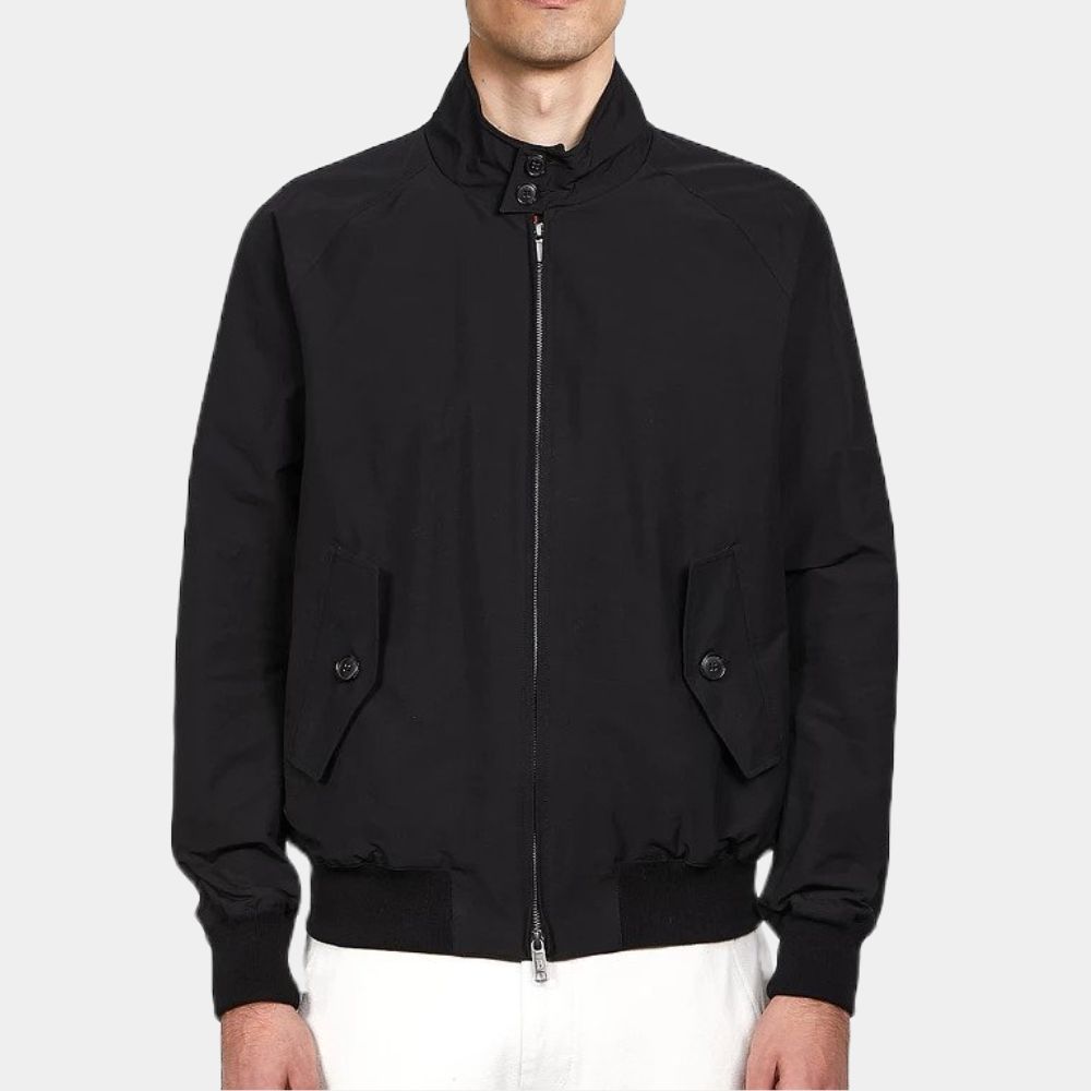 History’s Greatest Heists Pierce Brosnan Black Harrington Jacket - Front View