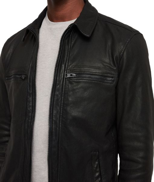 Wolves Brad Pitt Black Leather Jacket