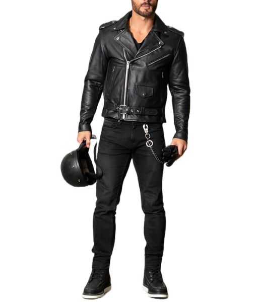 Men’s Brando Classic Motorcycle Vintage Black Leather Jacket