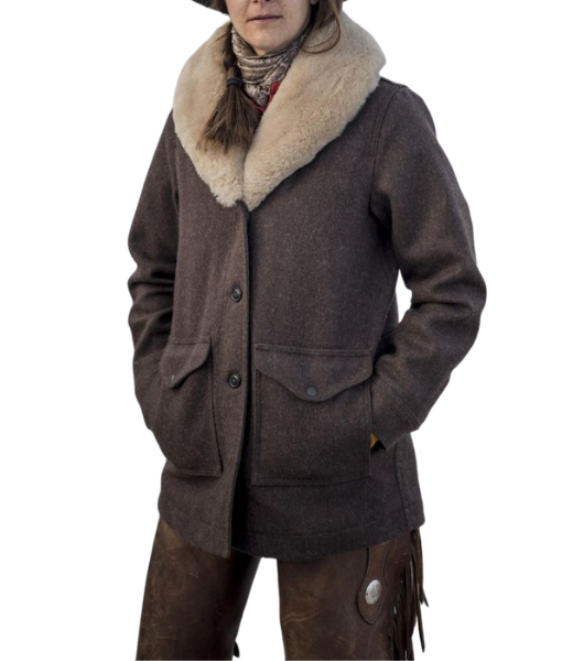 Yellowstone's Beth Dutton Wool Coat with Shearling Collar
