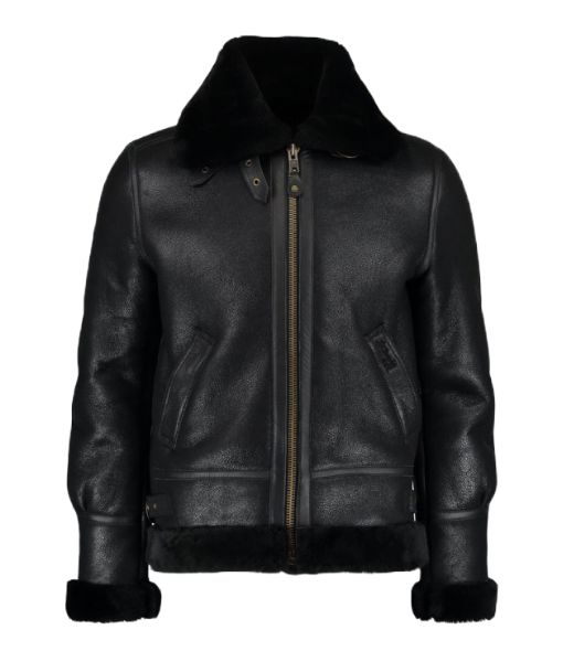 Men's Black Bernard RAF Leather Aviator Jacket