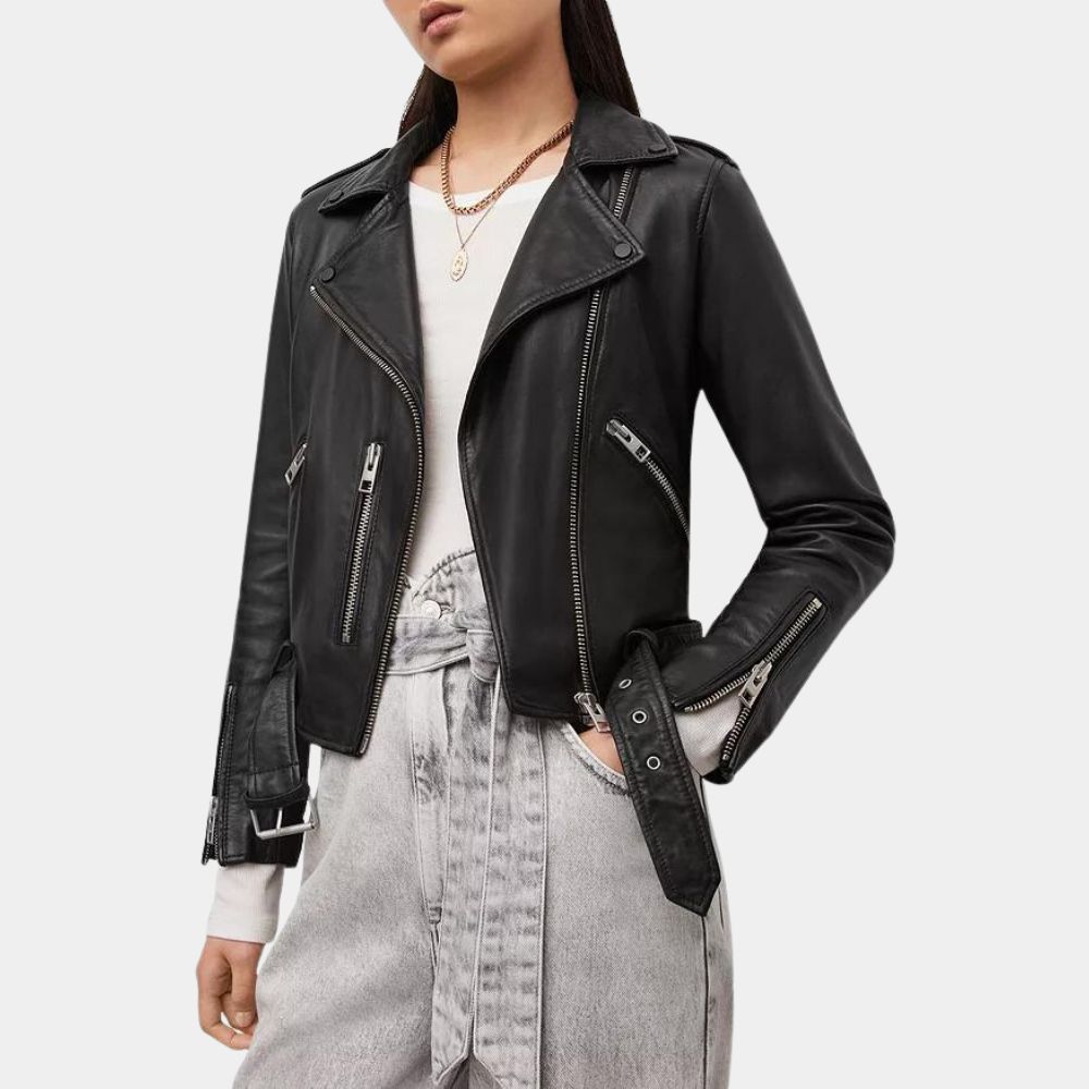 The Out-Laws Parker McDermott Black Leather Biker Jacket - Front View