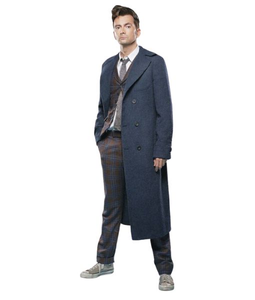 Doctor Who Blue Wool Trench Coat