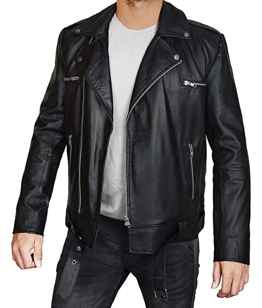 Negan Mens leather biker jacket