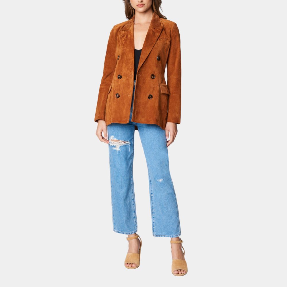 Ride Isabel McMurray Brown Suede Leather Blazer - Front View