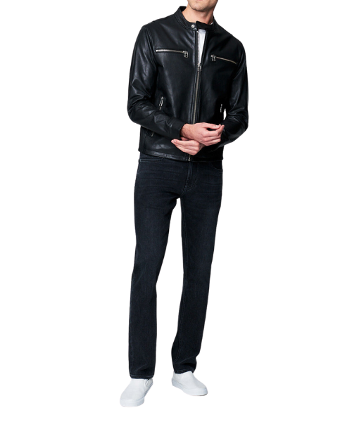 Ted Lasso S03 Roy Kent Black Café Racer Leather Jacket 