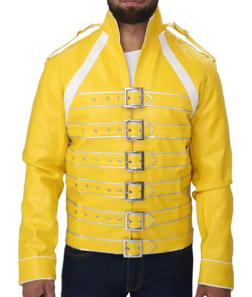 Freddie Mercury Queen Concert Yellow Leather Jacket