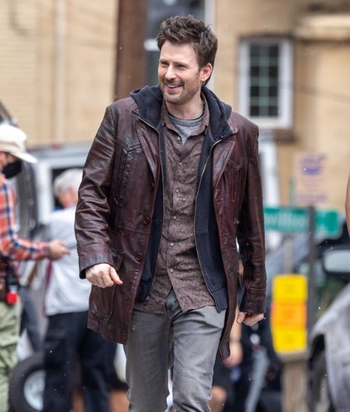 Red One Chris Evans Brown Leather Jacket | Jack O'Malley Car Coat