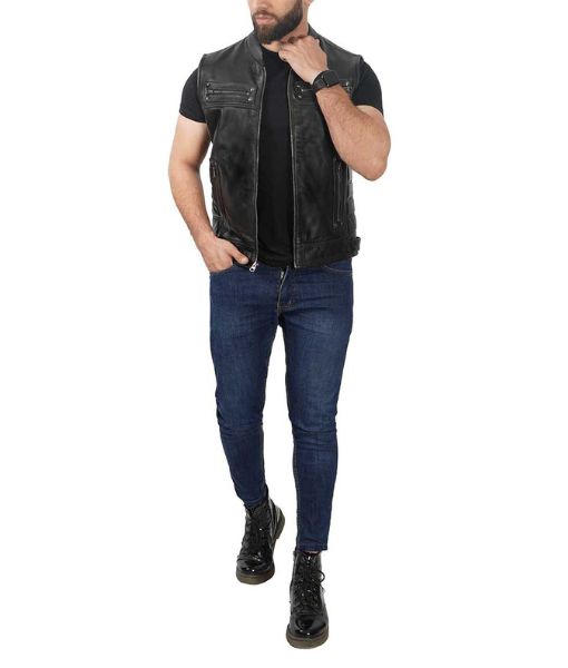 Hidden Strike Chris Van Horne Biker Club Leather Vest