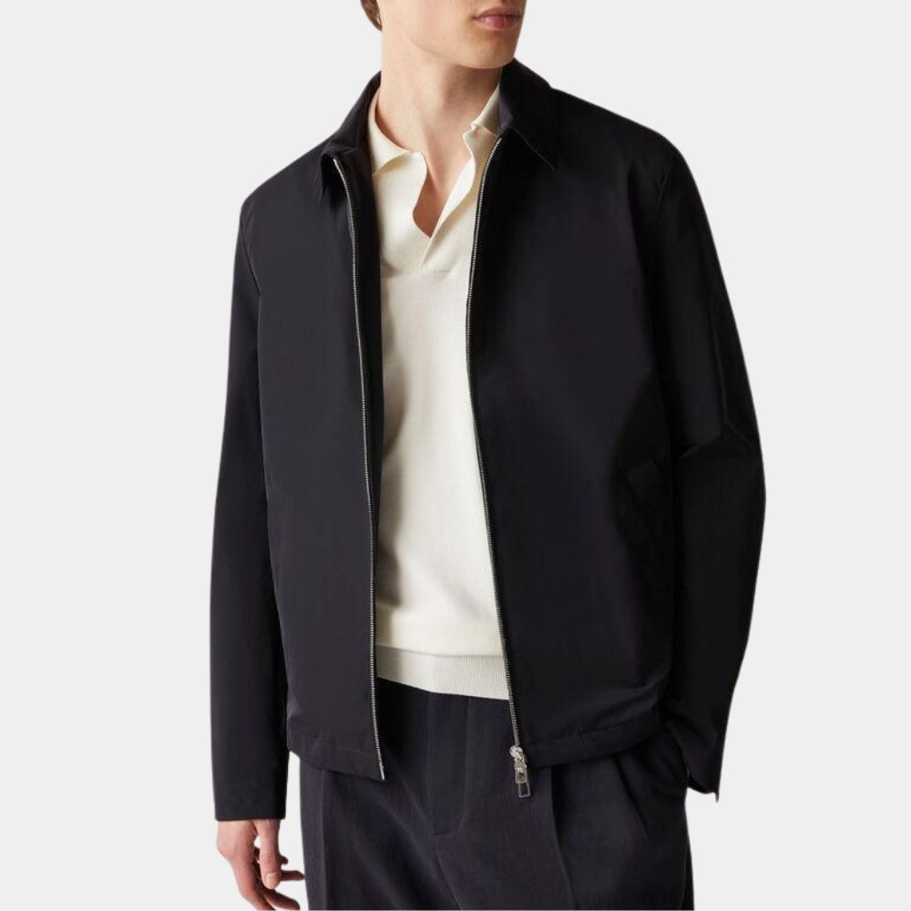 Grand Turismo Jack Salter Black Shirt Collar Twil Cotton Jacket | David Harbour Blouson Jacket - Front View