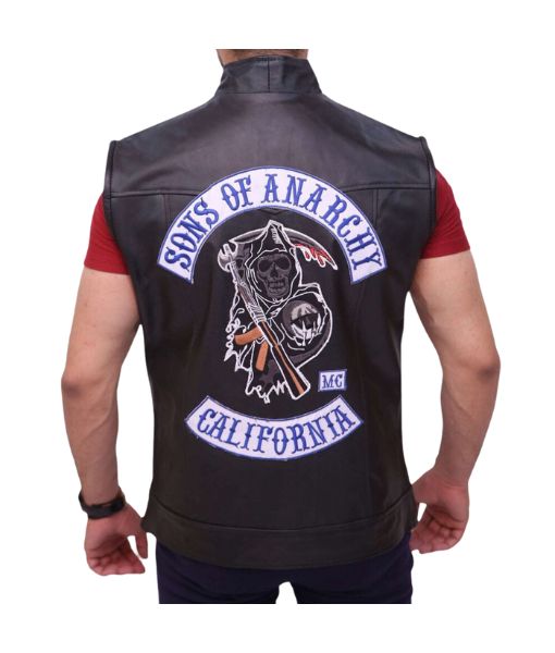 SAMCRO Sons of Anarchy Jax Teller Black Leather Vest