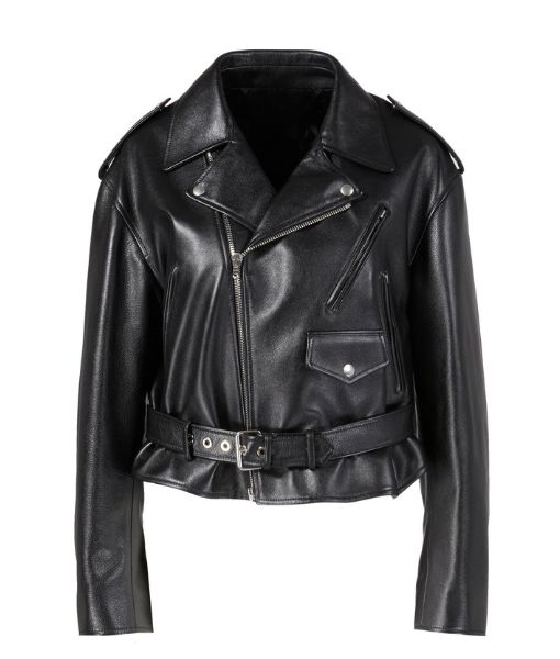 Grease Sandy Olsson Leather Biker Jacket in Black Color 
