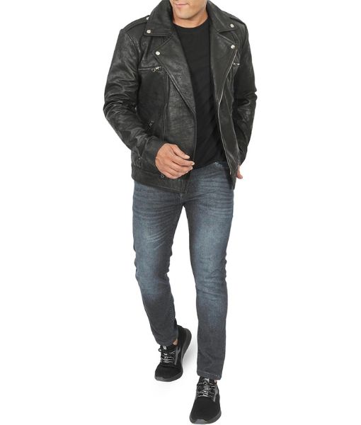  Judgment's Takayuki Yagami Black Leather Biker Jacket | Lost Judgement Yagami Rugged Double Rider Jacket