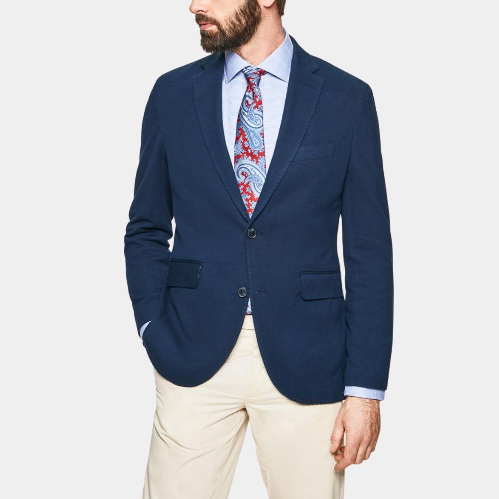 American Fiction's Monk (Thelonious "Monk" Ellison) Blue Blazer - Jeffrey Wright Blue Cotton Two Button Blazer - Front View