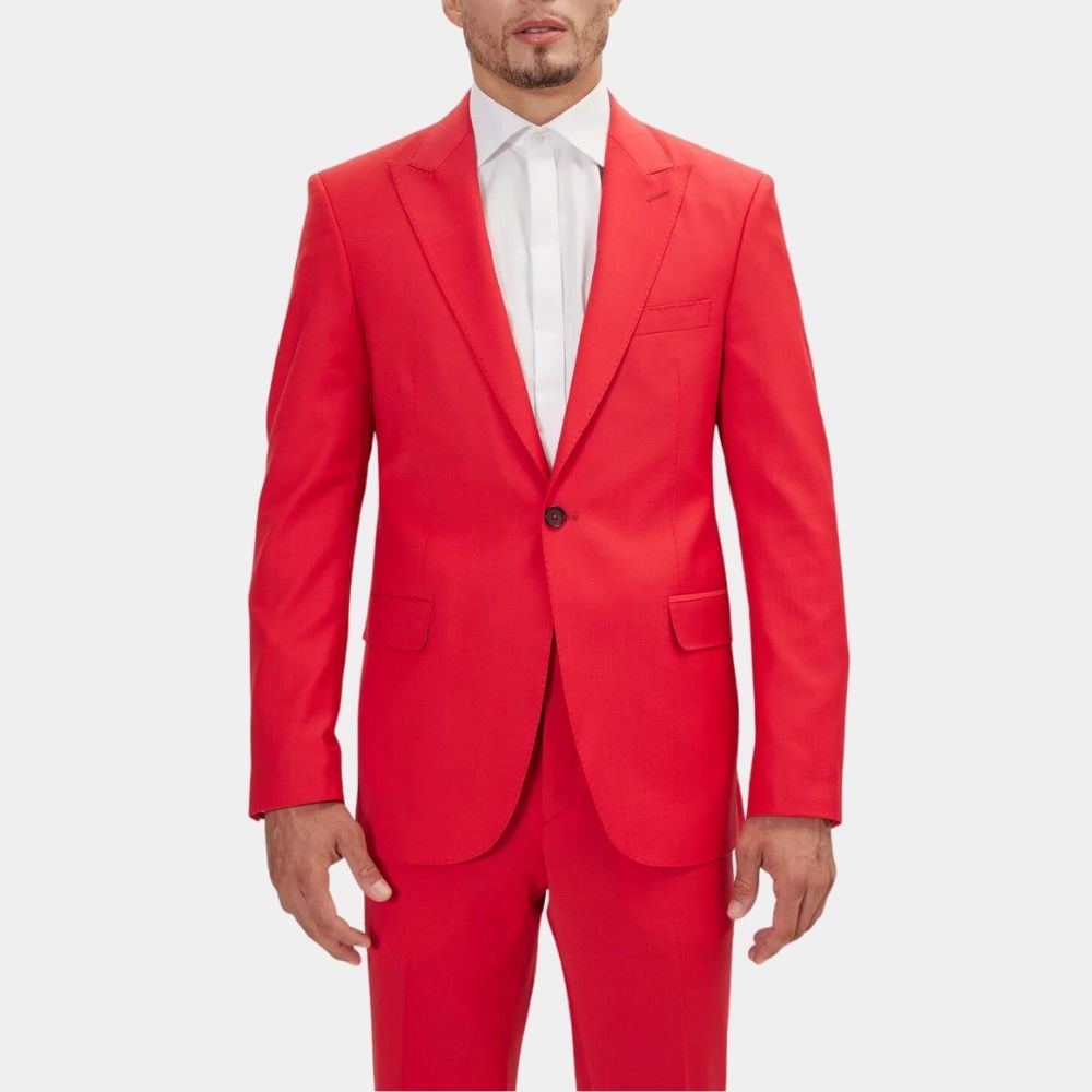 Blinding Lights The Weeknd Red Blazer - Single Breasted One Button Red Cotton Blazer - Front View