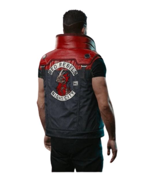 Cyberpunk 2077: Phantom Liberty Rarog (Night City) Vest | Red Rebels Stand Up Leather Collar Vest