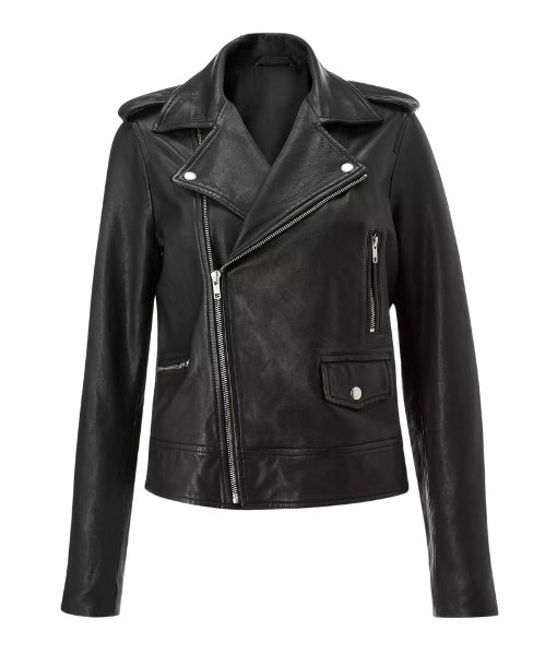The Family Plan Michelle Monaghan Black Leather Biker Jacket