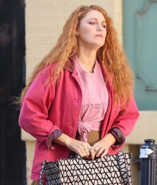 It Ends with US Lily Pink Cotton Jacket | Blake Lively Pink Barn Jacket