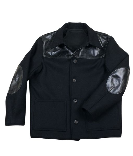 Cillian Murphy's Donkey Black Wool Jacket aka Bill Furlong Jacket with Real Leather Shoulders worn in Small Things Like These