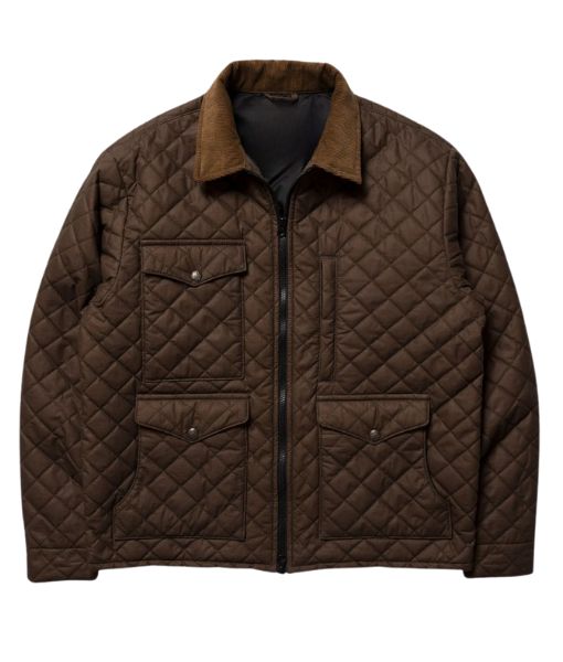 Yellowstone Season 04 John Dutton Quilted Jacket - Cowboy Ranch Brown Cotton Fabric Jacket 