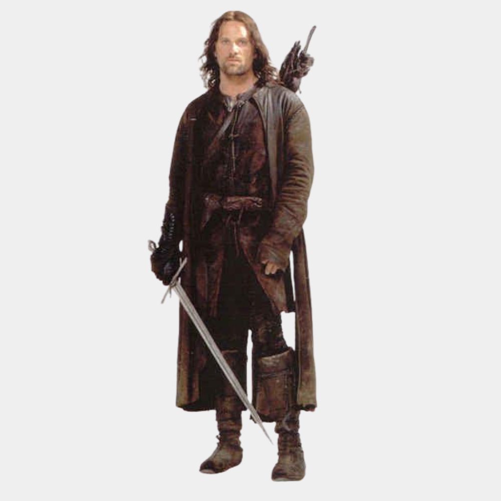 LOTR Aragorn Brown Leather Coat | The Lord of the Rings Trilogy Viggo Mortensen Leather Coat - Front View