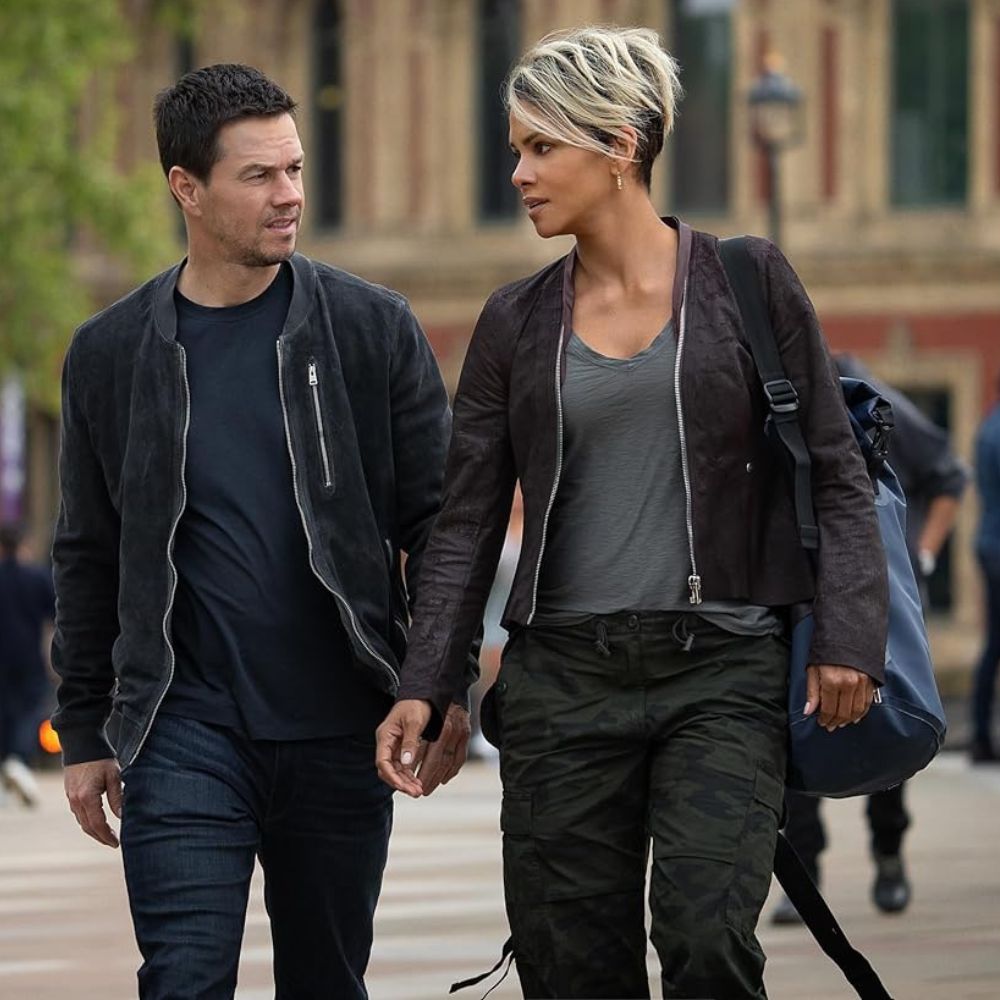 The Union Mark Wahlberg aka Mike McKenna Black Suede Leather Bomber Jacket - Front View