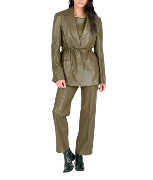A Different Man Ingrid aka Renate Reinsve Olive Green Leather Blazer