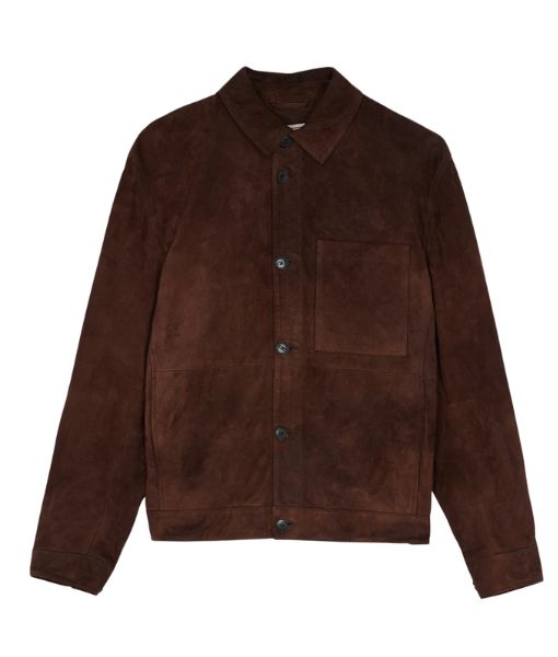 Men's TOTE Brown Suede Leather Trucker Style Jacket