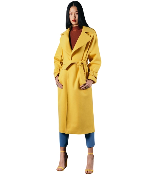 Women's Oversized the Substance Yellow Long Trench Coat