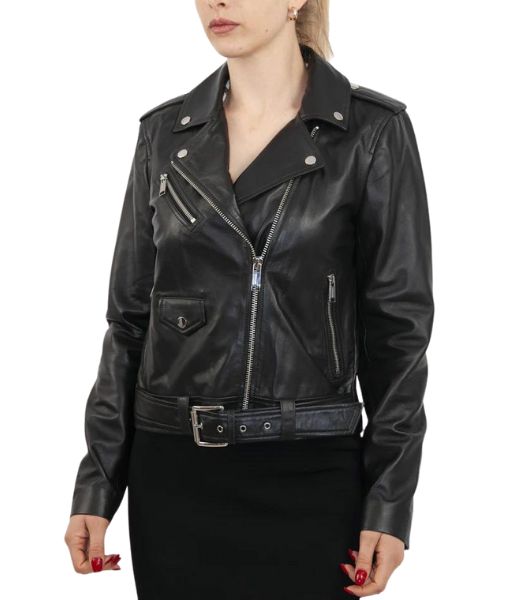  Jessica Jones Black Leather Biker Jacket from The Defenders aka Krysten Ritter Classic Motorcycle Jacket