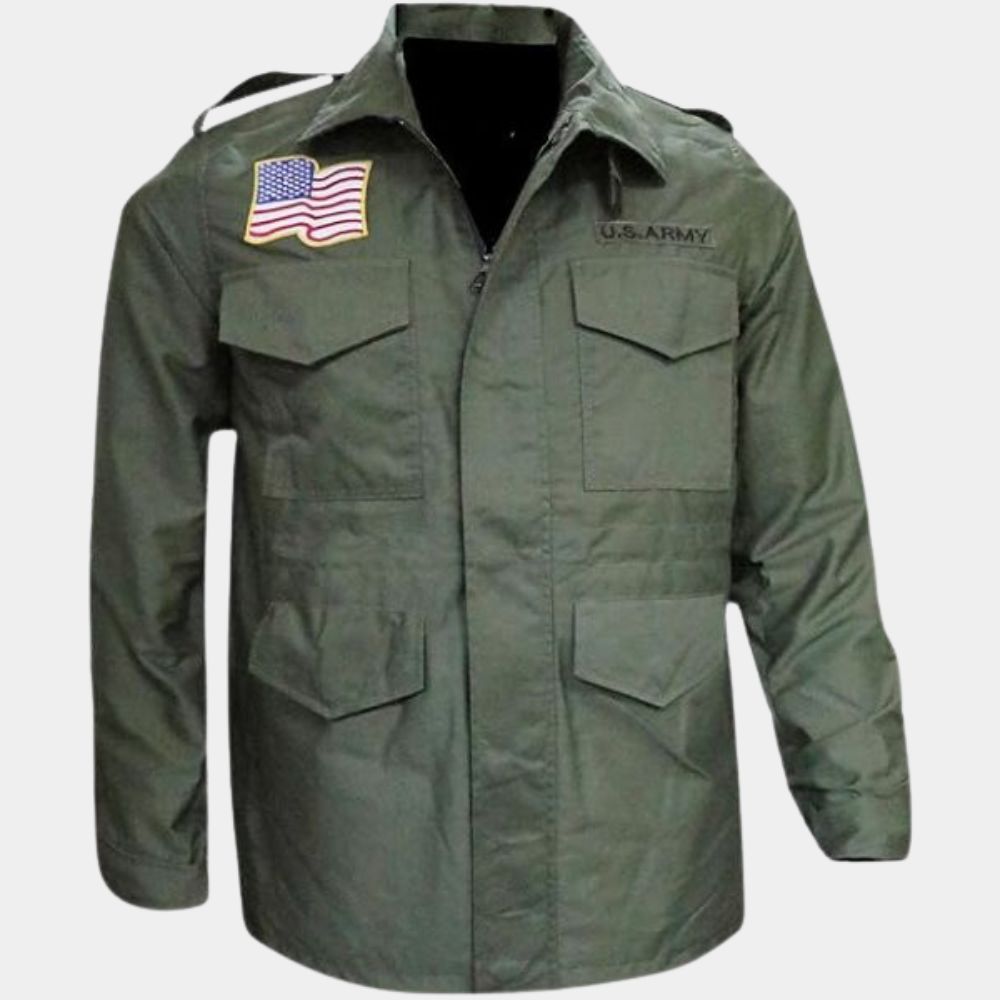 Rambo First Blood Green Military Jaclet - Sylvester Stallone WW2 M65 Cotton Military Jacket - Front View