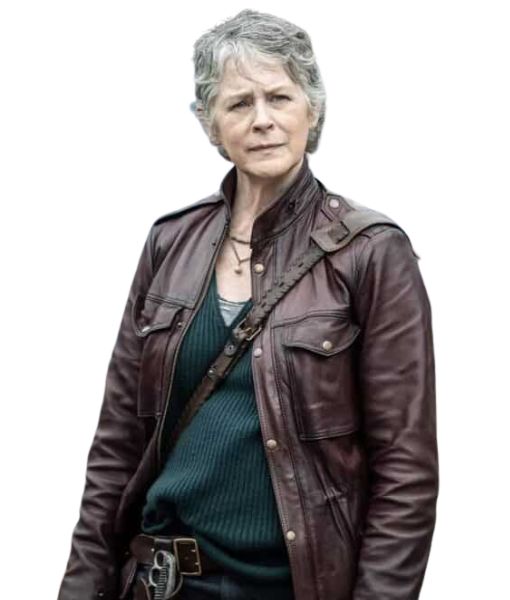 The Walking Dead: Carol Peletier Maroon Leather Biker Jacket from Book of Carol