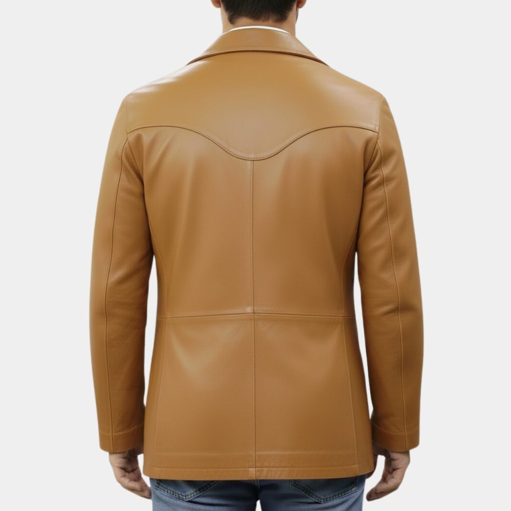 Matthew McConaughey Tan Brown Vintage Style Cowhide Leather Jacket - back view